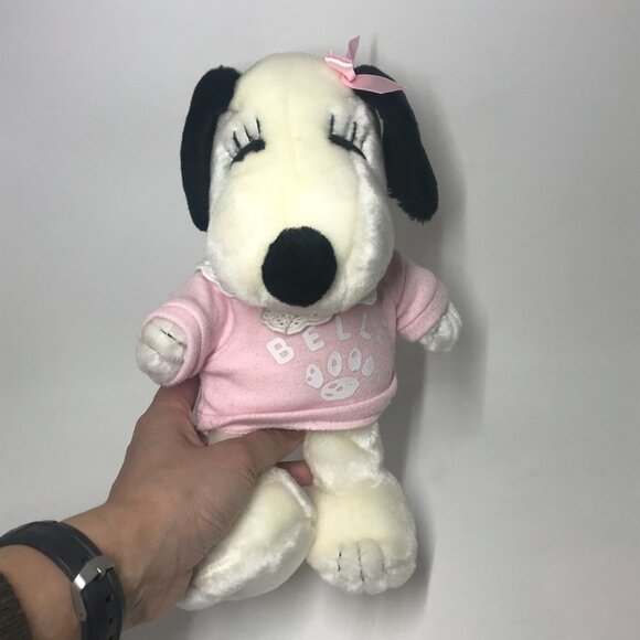 Vintage Peanuts Snoopy Belle Pink Dress Plush Stuffed Animal Stuffie Soft Toy - Picture 1 of 5